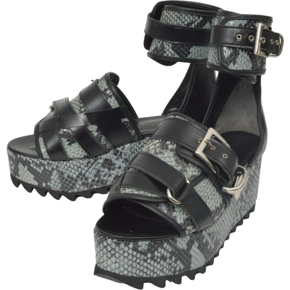 NEW $1870 Christian Dada Ballad Platform Sandals! JP 24 US 8  Blue Faux Python